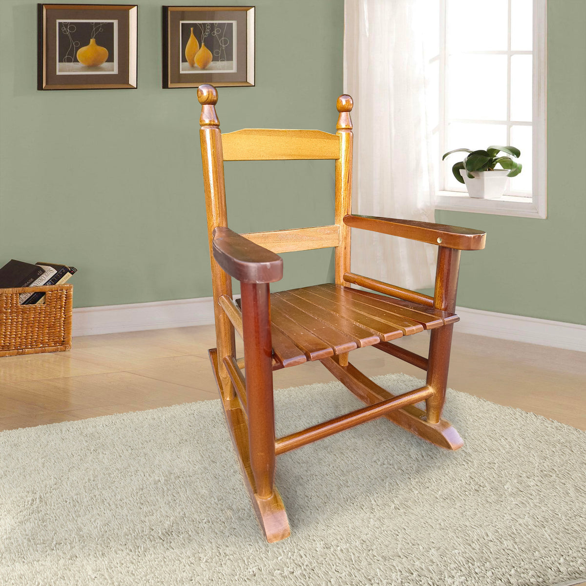 Children'S Rocking Oak Chair Indoor Or Outdoor Suitable For Kids Durable Oak Solid Wood
