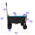 Mini Folding Wagon Garden Shopping Beach Cart Black Blue Black Steel
