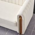 Contemporary Velvet Sofa Couch 84.25''W For Living Room, Beige Beige Velvet Wood Primary Living Space Tufted Back Modern Rolled Arms Foam Velvet 2 Seat