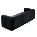 Contemporary Velvet Sofa Couch 84.25''W For Living Room, Black Black Velvet Wood Primary Living Space Tufted Back Modern Rolled Arms Foam Velvet 2 Seat
