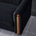 Contemporary Velvet Sofa Couch 84.25''W For Living Room, Black Black Velvet Wood Primary Living Space Tufted Back Modern Rolled Arms Foam Velvet 2 Seat