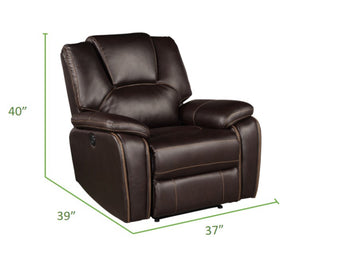 Hong Kong Power Reclining Chair Made With Faux Leather In Brown Brown Primary Living Space Contemporary,Modern Solid Wood Mdf Wood