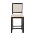 Beautiful Black Finish Wooden Counter Height Chairs 2Pcs Set Beige Color Textured Fabric Upholstered Dining Chairs Black Dining Room Transitional Wood