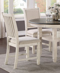 Antique White Finish Wooden Side Chairs 2Pcs Set Textured Fabric Upholstered Dining Chairs Antique White Dining Room Transitional Wood