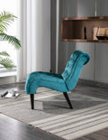 Coolmore Modern Velvet Armless Accent Living Room Chair Leisure Chair,Upholstered Fabric Button Comfortable Chair With Wooden Legs For Bedroom, Living Room, Office Teal Velvet Teal Primary Living Space Foam Velvet