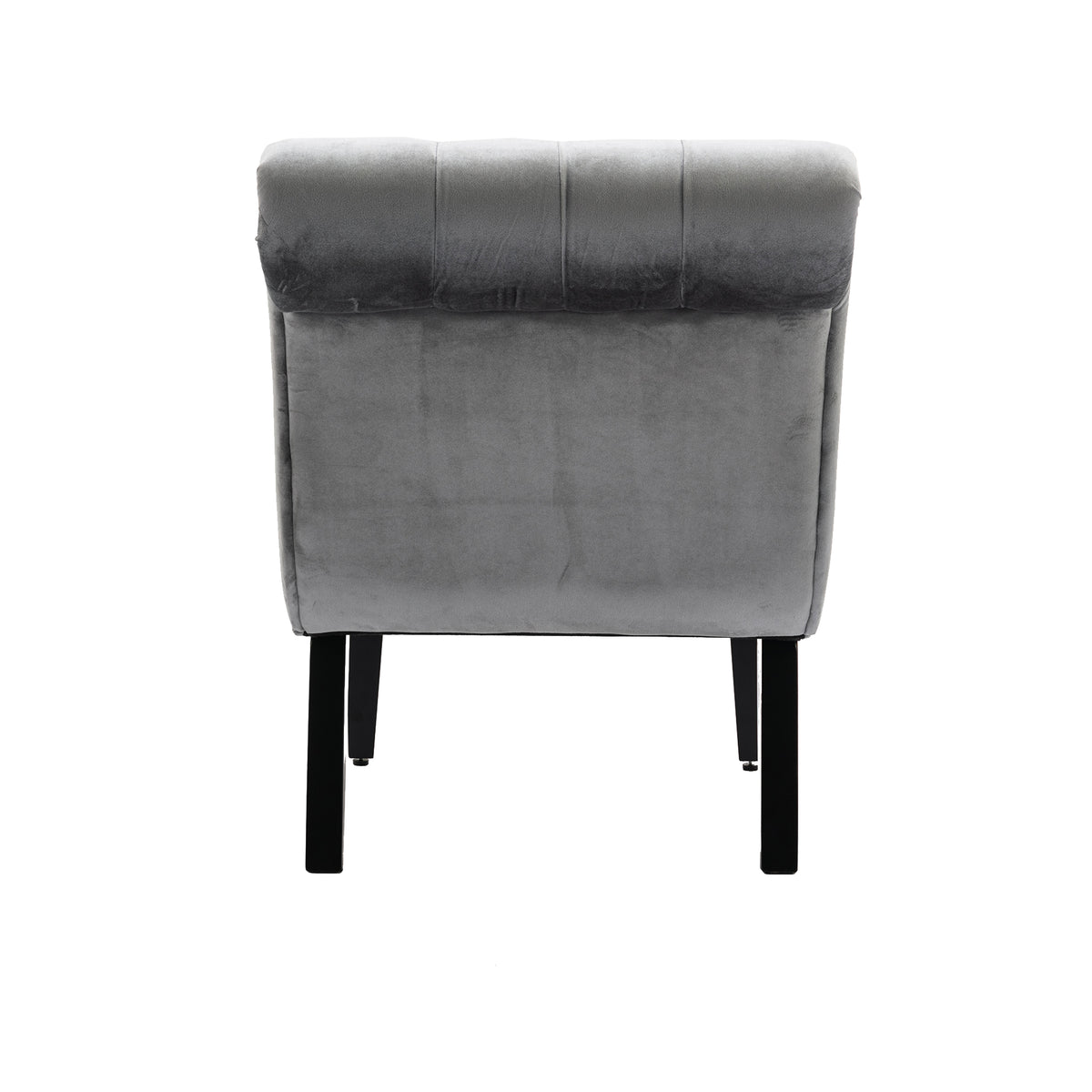 Coolmore Modern Velvet Armless Accent Living Room Chair Leisure Chair,Upholstered Fabric Button Comfortable Chair With Wooden Legs For Bedroom, Living Room, Office Silver Velvet Silver Foam Velvet