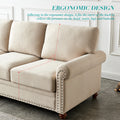 Linen Fabric Upholstery With Storage Sofa Beige Beige Foam Fabric