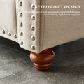 Linen Fabric Upholstery With Storage Sofa Beige Beige Foam Fabric