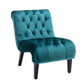 Coolmore Modern Velvet Armless Accent Living Room Chair Leisure Chair,Upholstered Fabric Button Comfortable Chair With Wooden Legs For Bedroom, Living Room, Office Teal Velvet Teal Primary Living Space Foam Velvet