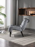 Coolmore Modern Velvet Armless Accent Living Room Chair Leisure Chair,Upholstered Fabric Button Comfortable Chair With Wooden Legs For Bedroom, Living Room, Office Silver Velvet Silver Foam Velvet
