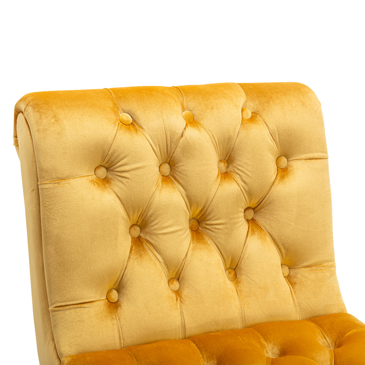 Coolmore Modern Velvet Armless Accent Living Room Chair Leisure Chair,Upholstered Fabric Button Comfortable Chair With Wooden Legs For Bedroom, Living Room, Office Mustard Velvet Mustard Primary Living Space Foam Velvet