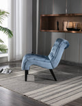 Coolmore Modern Velvet Armless Accent Living Room Chair Leisure Chair,Upholstered Fabric Button Comfortable Chair With Wooden Legs For Bedroom, Living Room, Office Light Blue Velvet Light Blue Foam Velvet