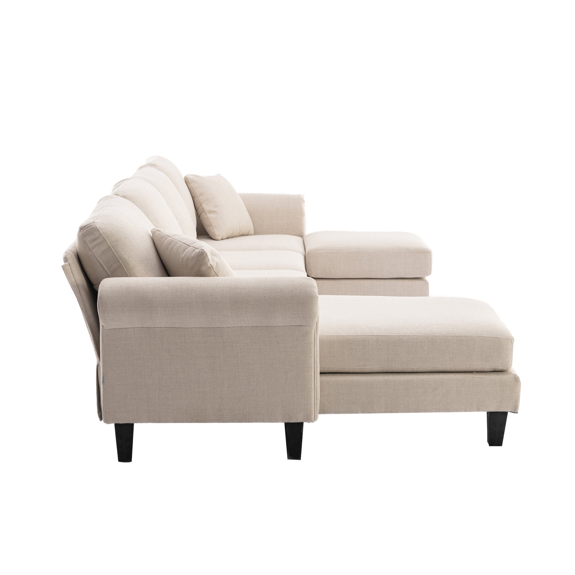 Coolmore Accent Sofa Living Room Sofa Sectional Sofa, U Shape Sectional Sofa With Ottoman, Reversible Sofa Couch For Living Room Beige Linen Beige Foam Linen 4 Seat