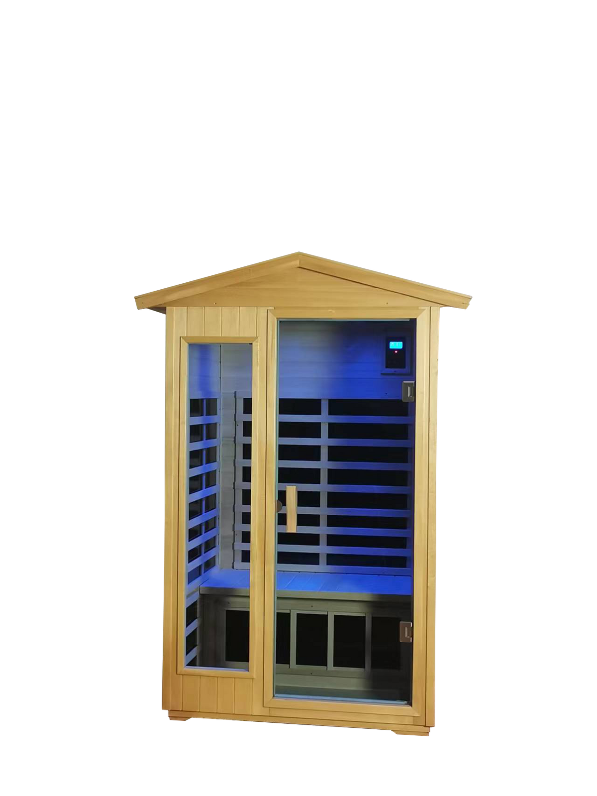 Two Person Basswood Far Infrared Outdoor Sauna Room Natural Wood Solid Wood