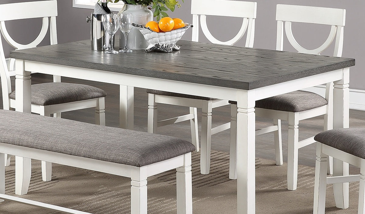 Dining Room Furniture White 6Pc Dining Set Table 4 Side Chairs And A Bench Rubberwood Mdf White White Dining Room Classic,Modern Dining Chairs Rubberwood Rubber Wood