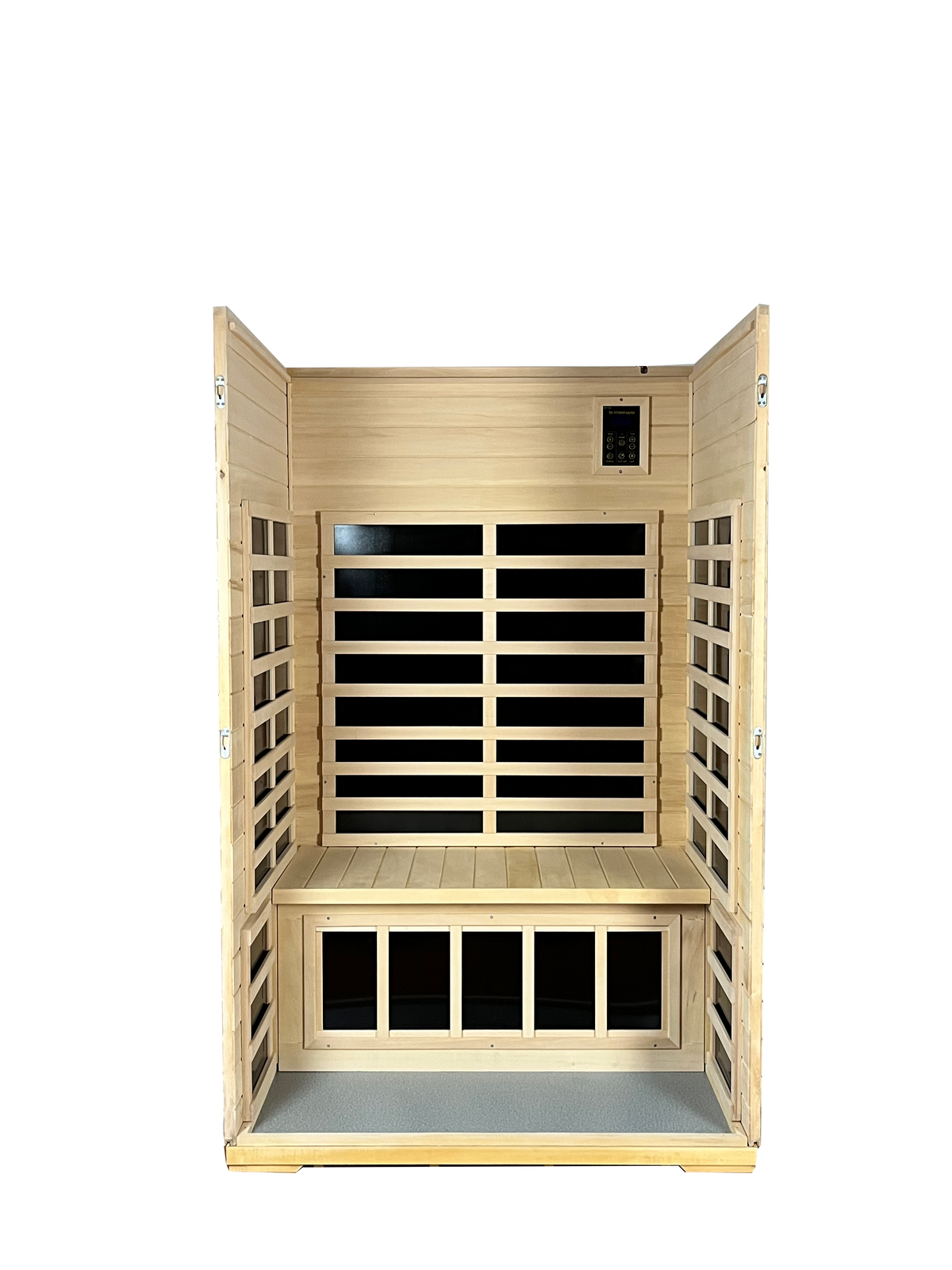 Two Person Basswood Far Infrared Outdoor Sauna Room Natural Wood Solid Wood