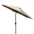 8.8 Feet Outdoor Aluminum Patio Umbrella, Patio Umbrella, Market Umbrella With 33 Pounds Round Resin Umbrella Base, Push Button Tilt And Crank Lift, Gray Gray Polyester Aluminum