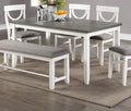 Dining Room Furniture White 6Pc Dining Set Table 4 Side Chairs And A Bench Rubberwood Mdf White White Dining Room Classic,Modern Dining Chairs Rubberwood Rubber Wood