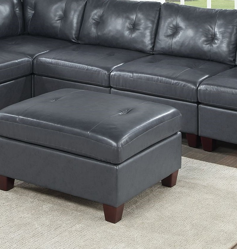 Contemporary Genuine Leather 1Pc Armless Chair Black Color Tufted Seat Living Room Furniture Black Primary Living Space Contemporary,Modern Genuine Leather