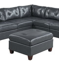 Contemporary Genuine Leather 1Pc Ottoman Black Color Tufted Seat Living Room Furniture Black Genuine Leather Primary Living Space Black Contemporary,Modern Rectangle Tufted Genuine Leather