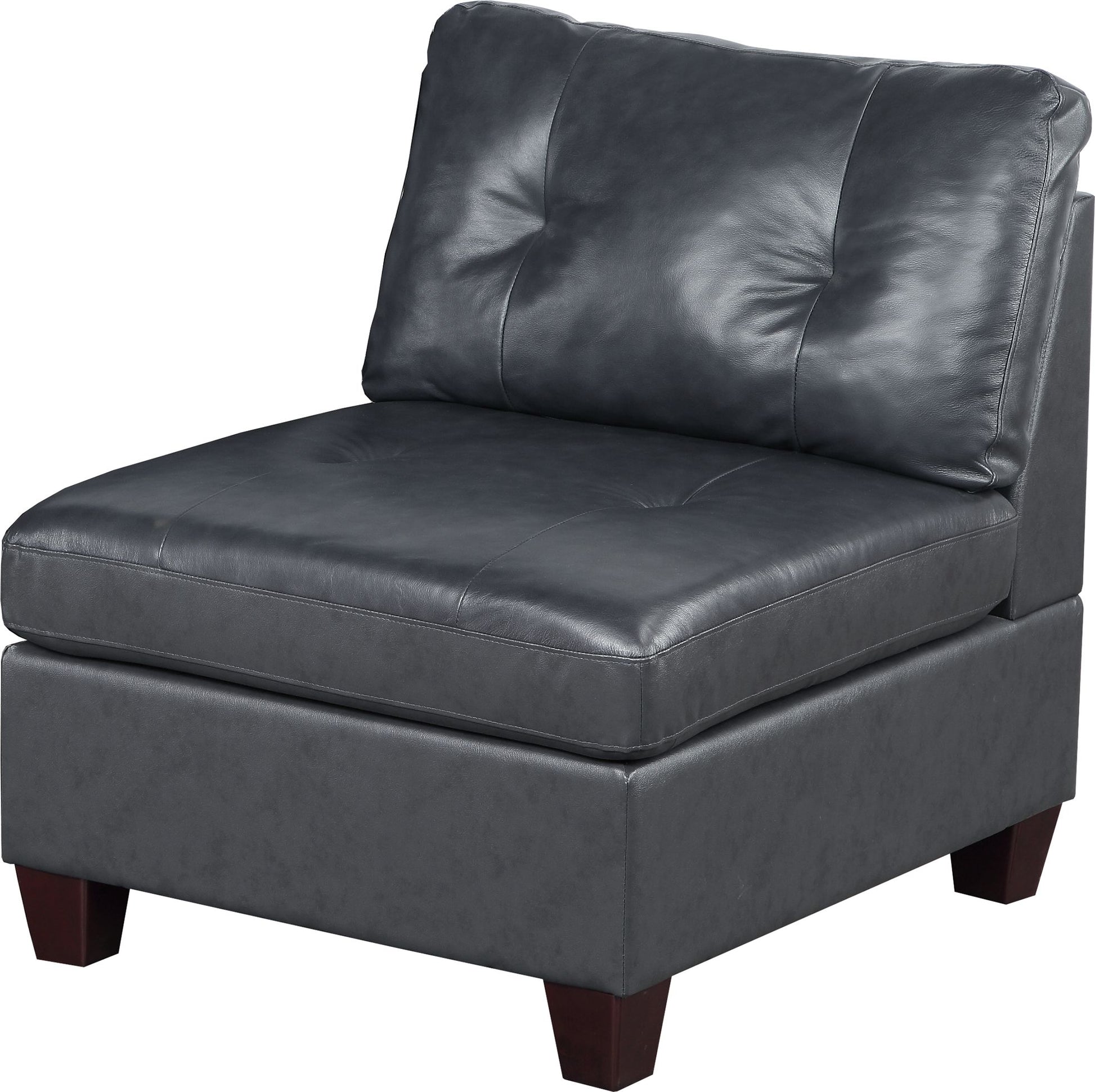 Contemporary Genuine Leather 1Pc Armless Chair Black Color Tufted Seat Living Room Furniture Black Primary Living Space Contemporary,Modern Genuine Leather
