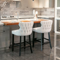 Contemporary Velvet Upholstered Wing Back Barstools With Button Tufted Decoration And Wooden Legs, And Chrome Trim, Leisure Style Bar Chairs,Bar Stools, Set Of 2 Beige ,Sw1824B Beige Foam Velvet