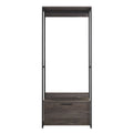 Monica Wood And Metal Walk In Closet With One Drawer In Rustic Gray Gray Solid Wood
