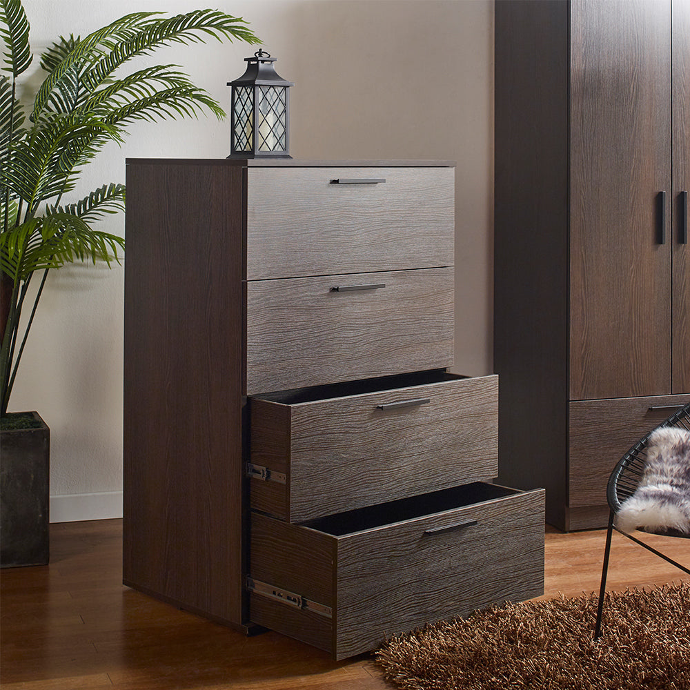 Oliver Farmhouse Four Drawer Jumbo Chest In Dark Brown Espresso Solid Wood