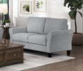 Modern 1Pc Loveseat Dark Gray Textured Fabric Upholstered Rounded Arms Attached Cushions Transitional Living Room Furniture Dark Gray Primary Living Space Farmhouse,Modern,Traditional,Transitional Fabric