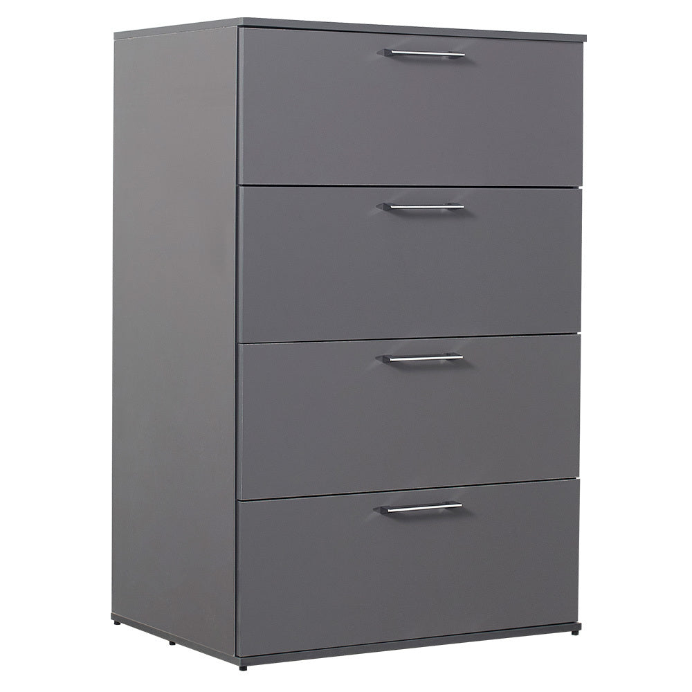 Bliss Glossy Four Drawer Jumbo Chest In Dark Gray Dark Gray Solid Wood
