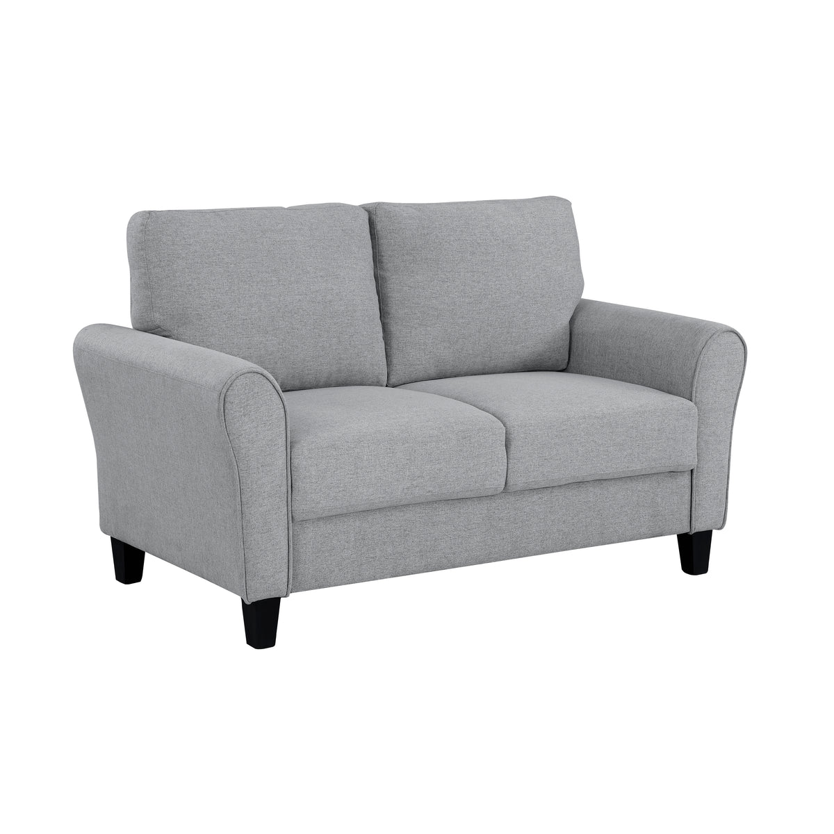 Modern 1Pc Loveseat Dark Gray Textured Fabric Upholstered Rounded Arms Attached Cushions Transitional Living Room Furniture Dark Gray Primary Living Space Farmhouse,Modern,Traditional,Transitional Fabric