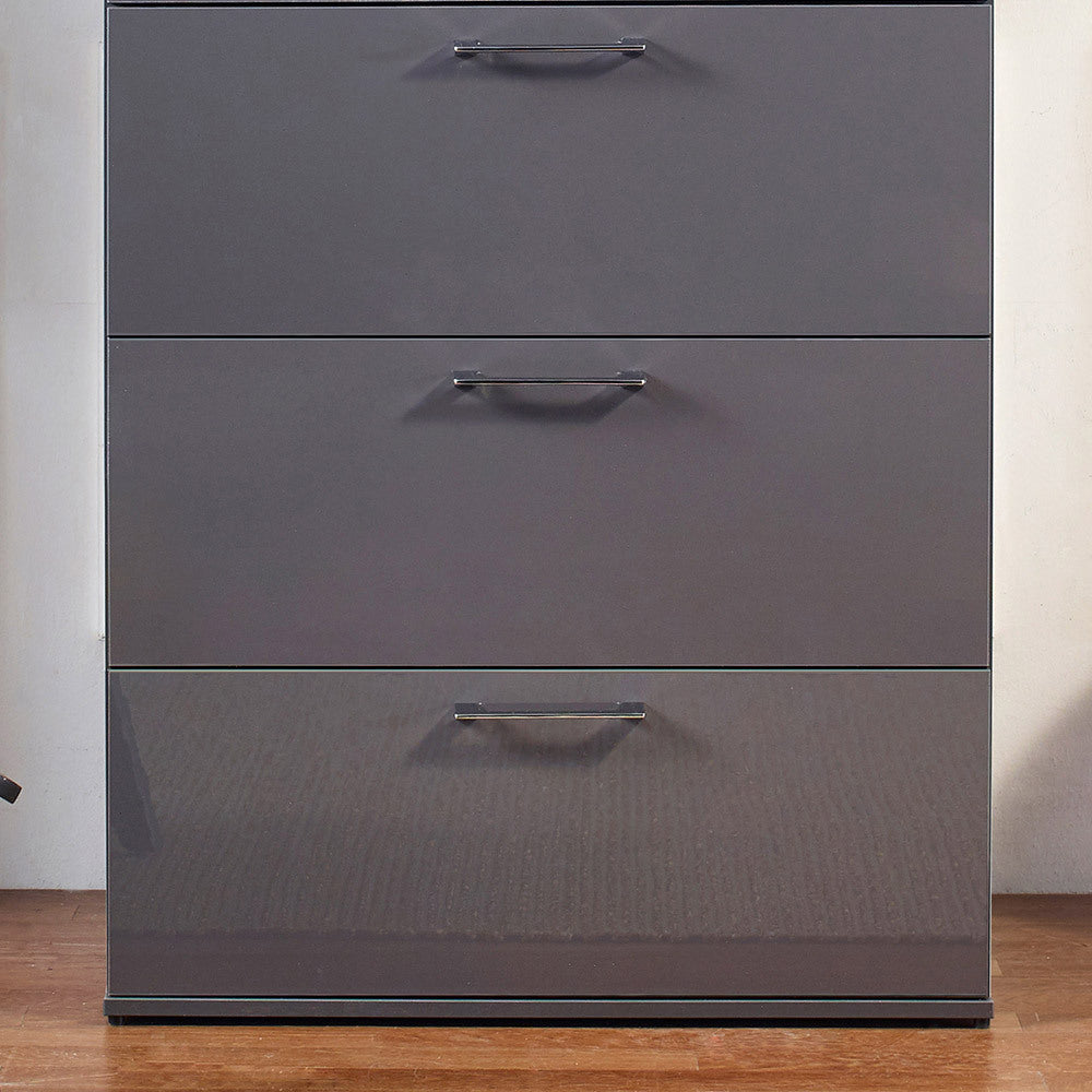 Bliss Glossy Four Drawer Jumbo Chest In Dark Gray Dark Gray Solid Wood