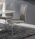 Unique Style Chrome Metal Finish Side Chairs 2Pc Set Gray Taupe Faux Leather Upholstered Casual Dining Furniture Gray Dining Room Contemporary,Ultra Modern Metal