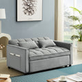 Modern Velvet Convertible Loveseat Sleeper Sofa Couch With Adjustable Backrest, 2 Seater Sofa With Pull Out Bed With 2 Lumbar Pillows For Small Living Room & Apartment Blue Foam Velvet