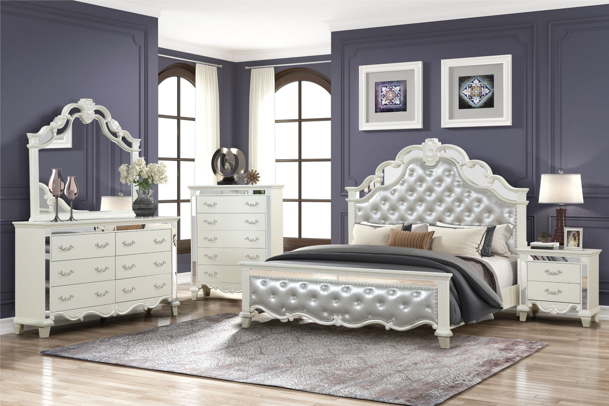 Milan Tufted Upholstery Queen Size Bed Made With Wood In White Box Spring Required Queen White Wood Bedroom Contemporary,Modern Upholstered Wood