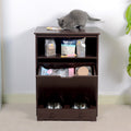 Pet Feeder Station With Storage,Made Of Mdf And Waterproof Painted,Dog And Cat Feeder Cabinet With Stainless Bowl Brown Mdf