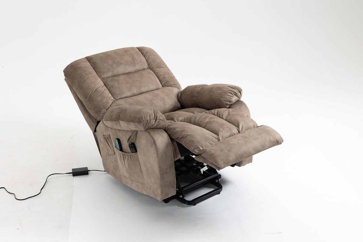 Recliners Lift Chair Relax Sofa Chair Livingroom Furniture Living Room Power Electric Reclining For Elderly Beige Brown Chenille Down Filling