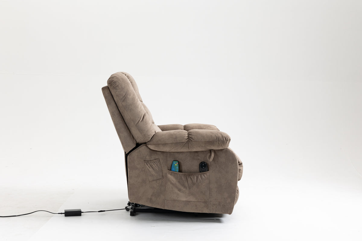 Recliners Lift Chair Relax Sofa Chair Livingroom Furniture Living Room Power Electric Reclining For Elderly Beige Brown Chenille Down Filling