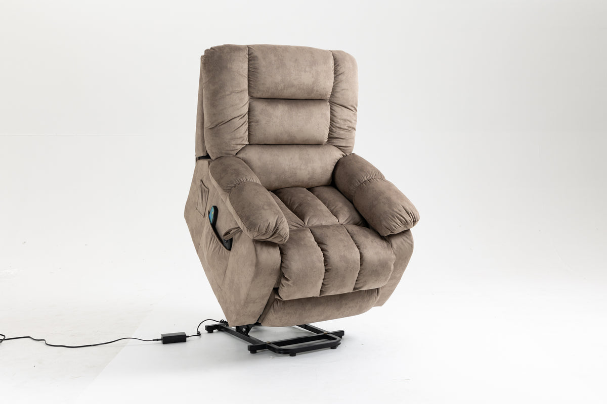 Recliners Lift Chair Relax Sofa Chair Livingroom Furniture Living Room Power Electric Reclining For Elderly Beige Brown Chenille Down Filling
