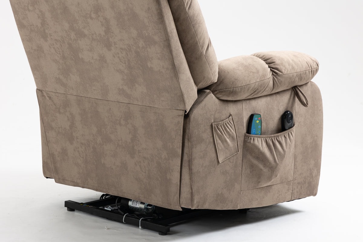 Recliners Lift Chair Relax Sofa Chair Livingroom Furniture Living Room Power Electric Reclining For Elderly Beige Brown Chenille Down Filling