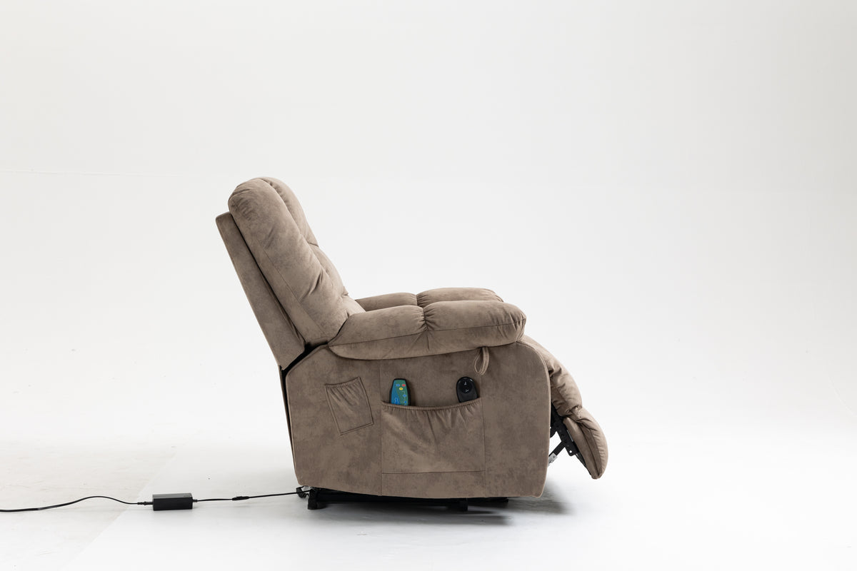 Recliners Lift Chair Relax Sofa Chair Livingroom Furniture Living Room Power Electric Reclining For Elderly Beige Brown Chenille Down Filling