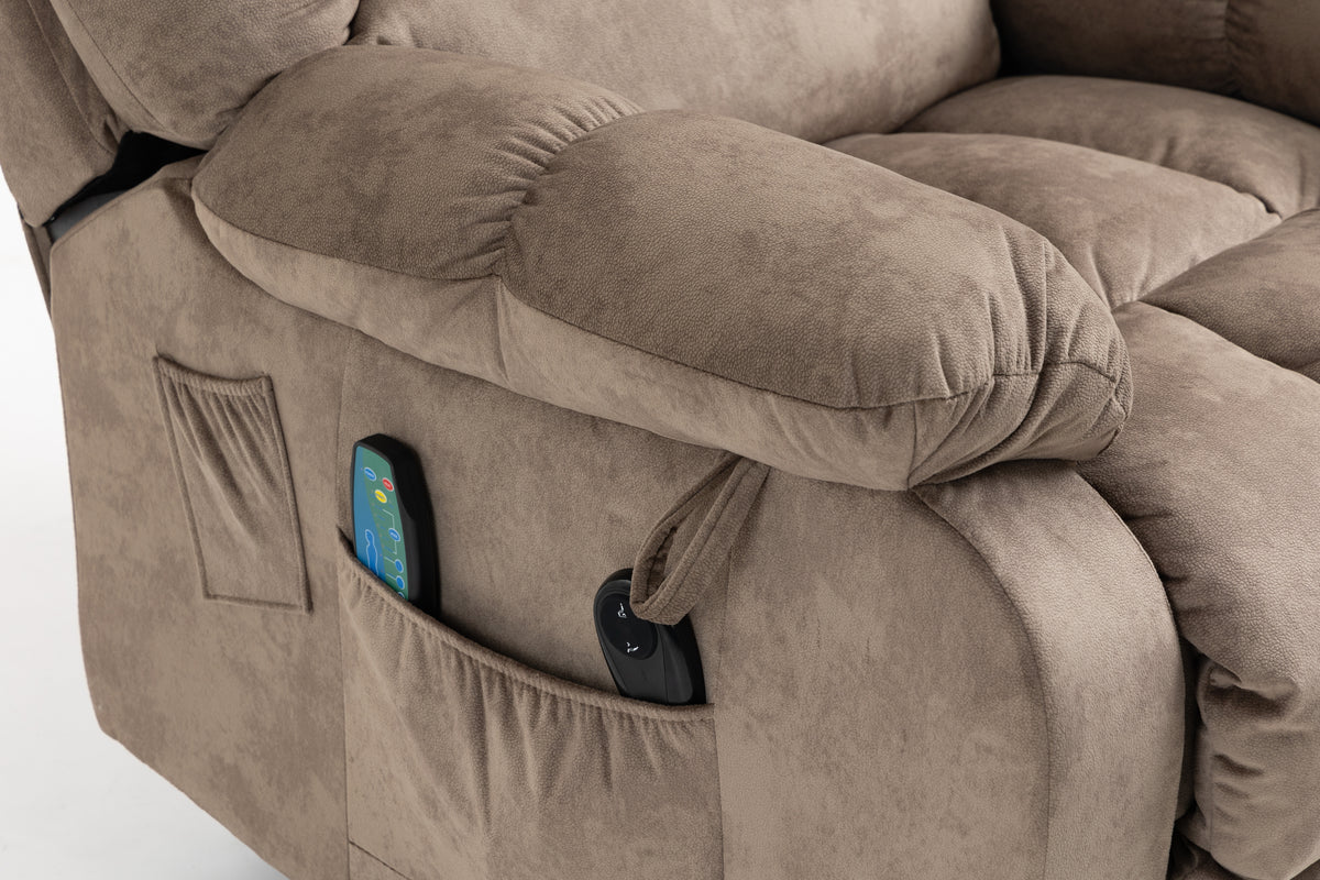 Recliners Lift Chair Relax Sofa Chair Livingroom Furniture Living Room Power Electric Reclining For Elderly Beige Brown Chenille Down Filling