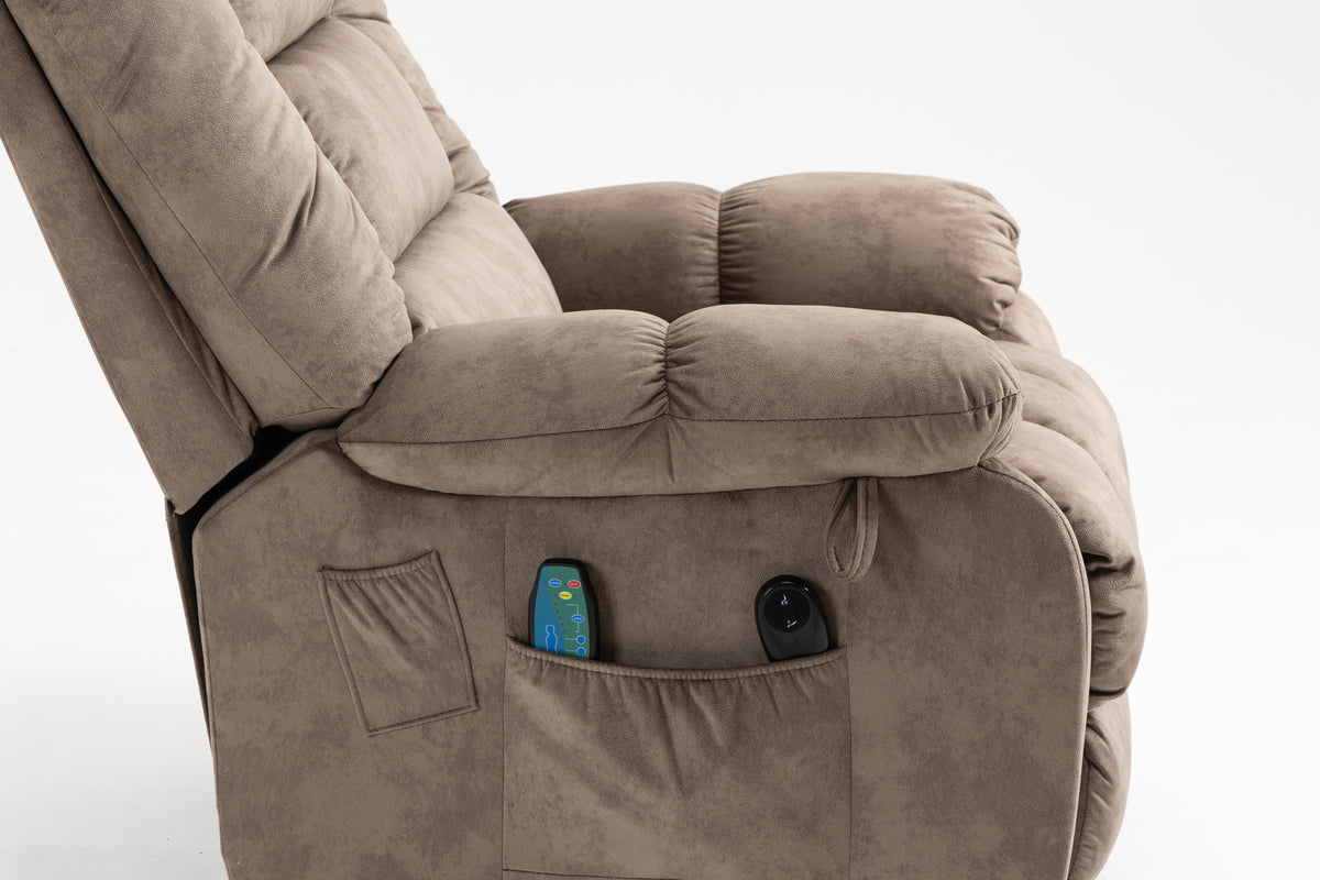 Recliners Lift Chair Relax Sofa Chair Livingroom Furniture Living Room Power Electric Reclining For Elderly Beige Brown Chenille Down Filling