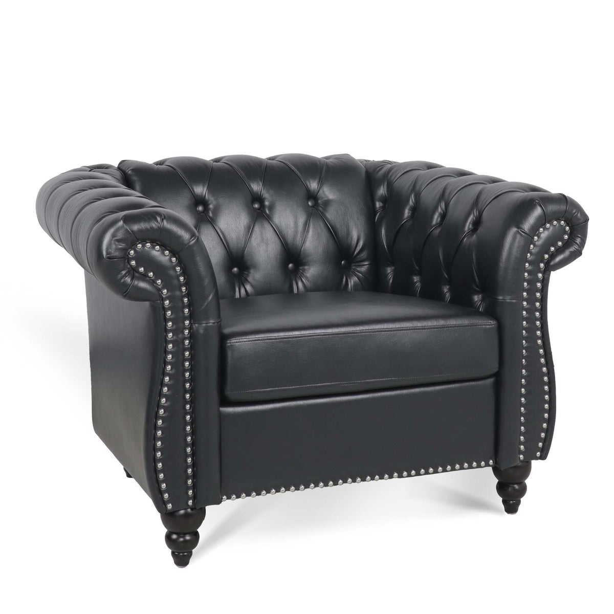 1 Seater Sofa For Living Room Black Pu