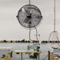 24 Inch Industrial Wall Mount Fan, 3 Speed Commercial Ventilation Metal Fan For Warehouse, Greenhouse, Workshop, Patio, Factory And Basement High Velocity Black Metal