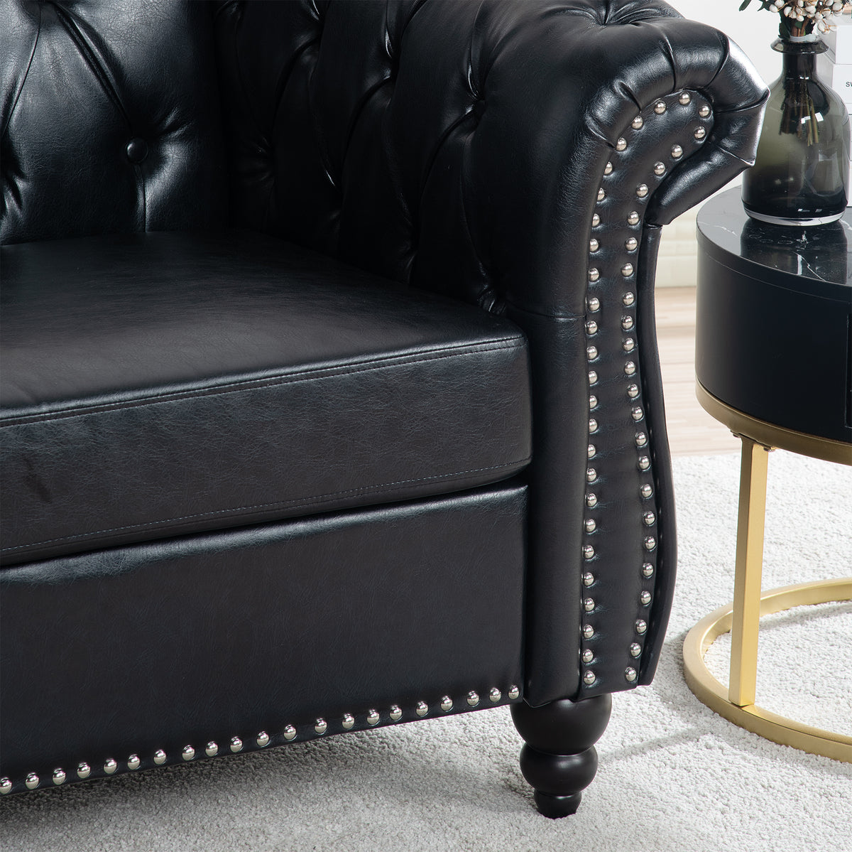 1 Seater Sofa For Living Room Black Pu