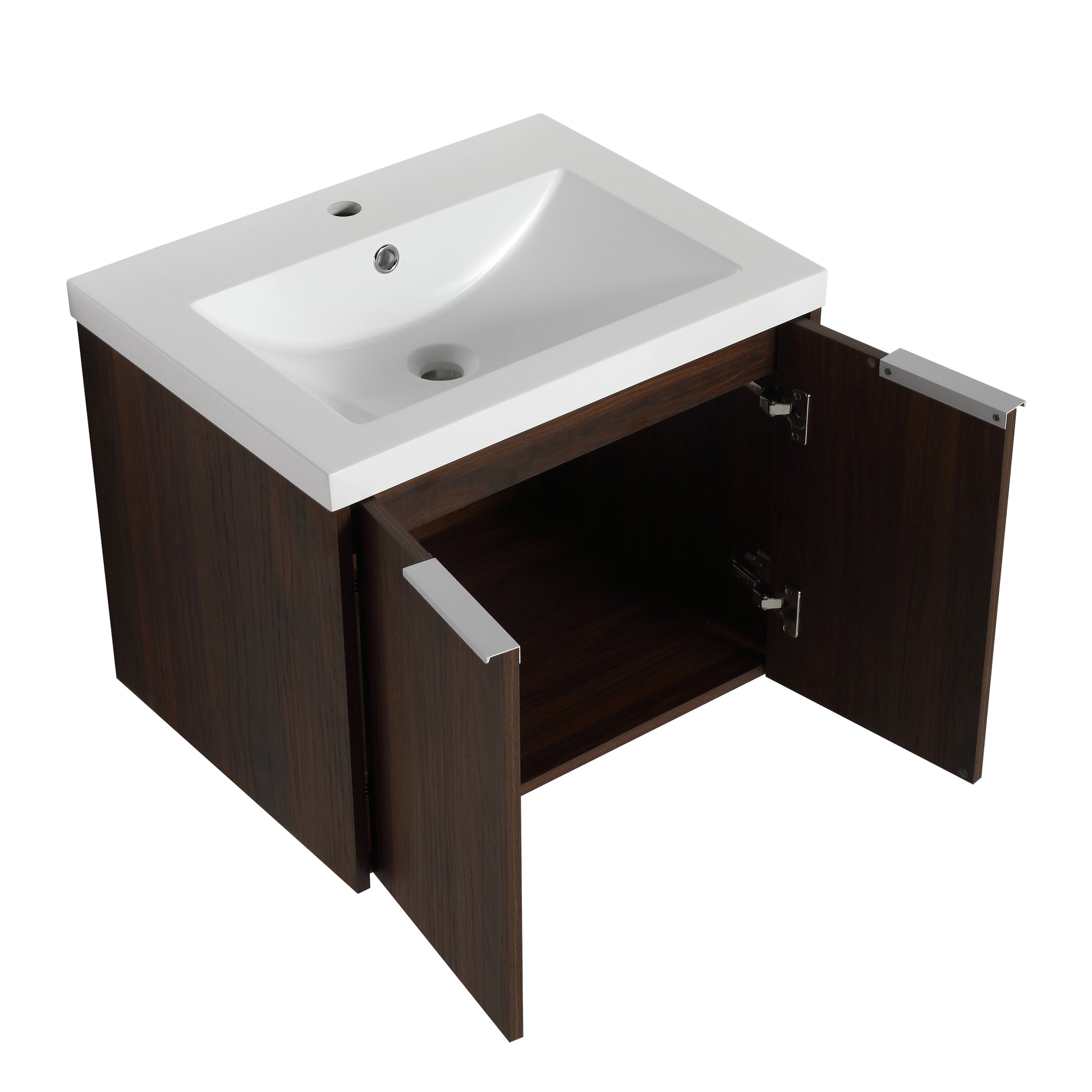 36 Inch Soft Close Doors Bathroom Vanity With Sink, A Small Storage Shelves, 24" And 12" Combination Cabinet, Kd Packing California Walnut 2 1 Bathroom Wall Mounted Modern Plywood