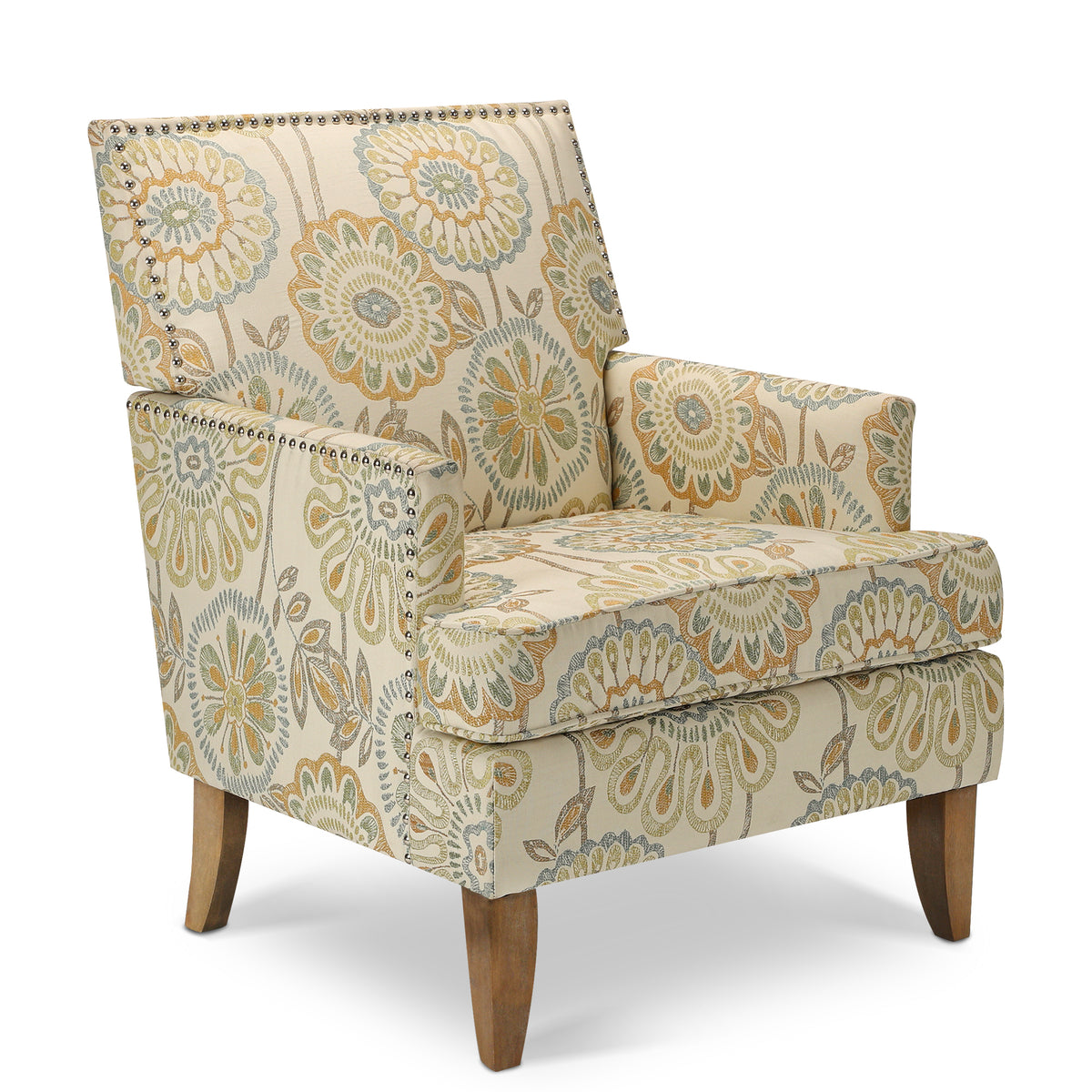 Accent Chairs For Living Room Beige Yellow Fabric