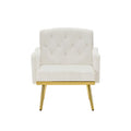 Cream White Velvet Armchair With Metal Legs Cream White Velvet