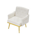 Cream White Velvet Armchair With Metal Legs Cream White Velvet
